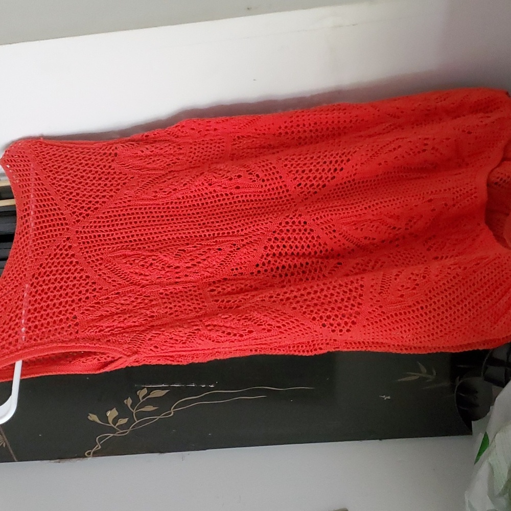 Women's M Orange Jeanne Pierre crochet sleeveless top- WORN ONCE